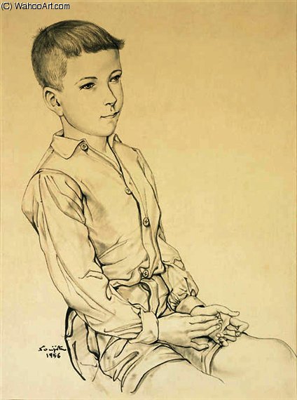 WikiOO.org - 백과 사전 - 회화, 삽화 Léonard Tsugouharu Foujita - Portrait d'un petit garçon