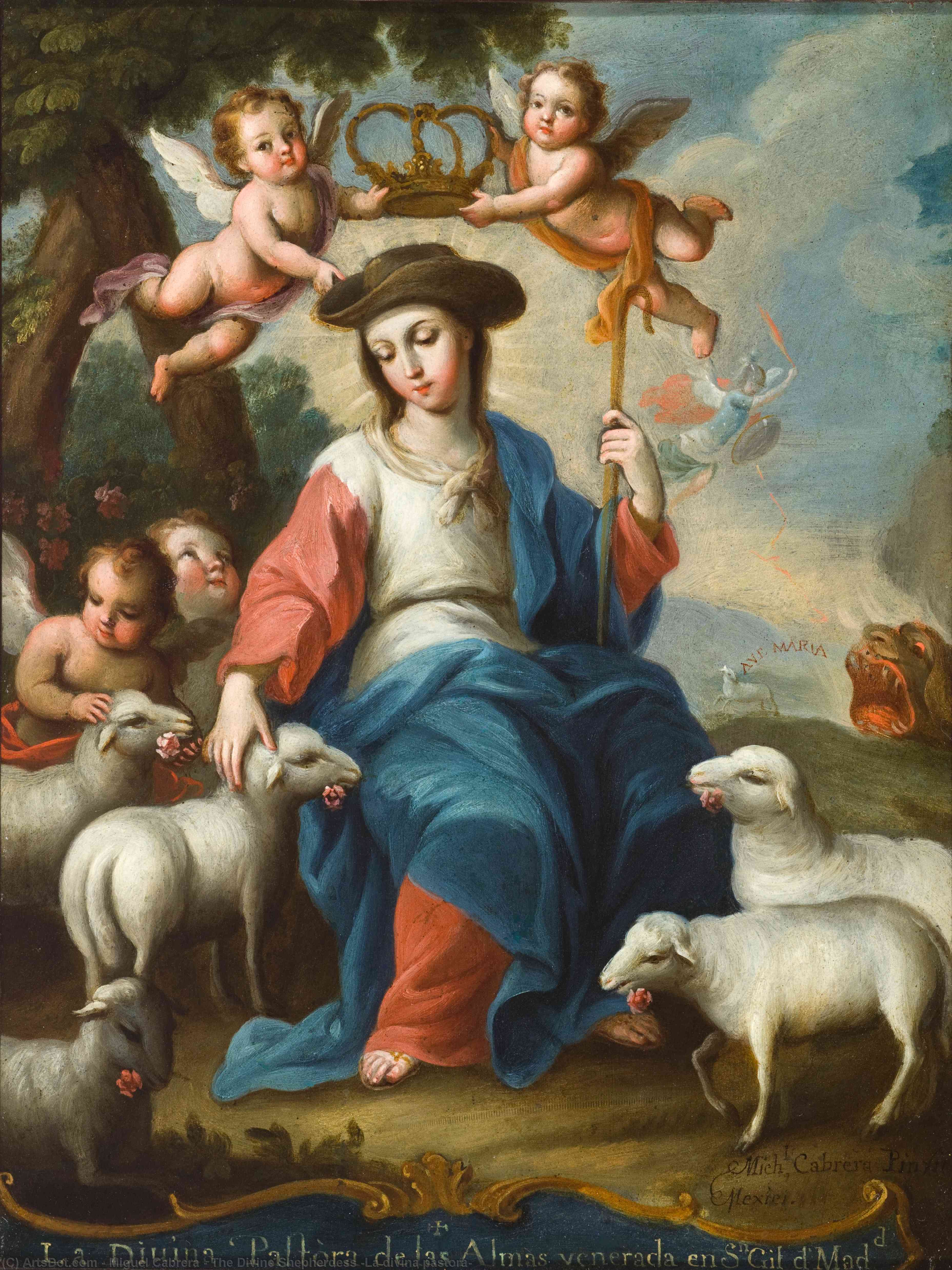 Wikioo.org - The Encyclopedia of Fine Arts - Painting, Artwork by Miguel Cabrera - The Divine Shepherdess (La divina pastora)