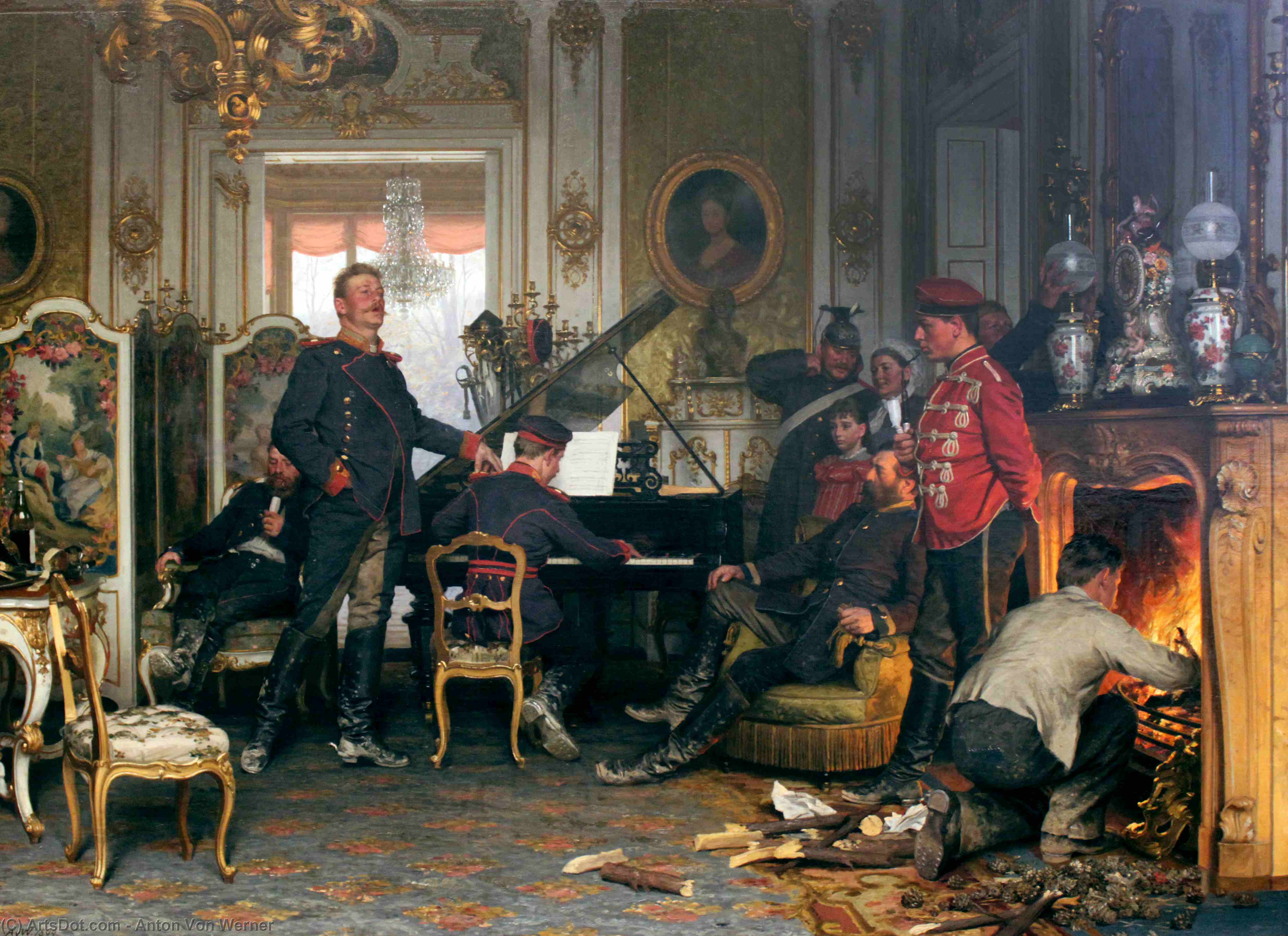 Wikioo.org - The Encyclopedia of Fine Arts - Painting, Artwork by Anton Von Werner - Im Etappenquartier von Paris anagoria