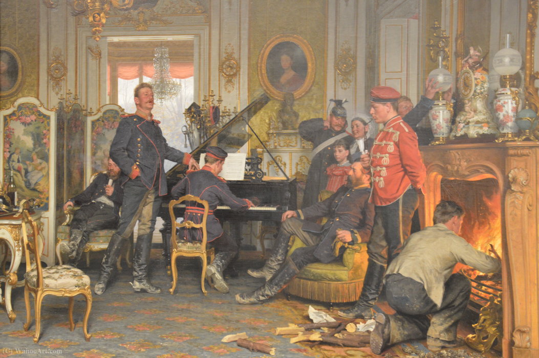 Wikioo.org - The Encyclopedia of Fine Arts - Painting, Artwork by Anton Von Werner - A Billet outside Paris (1894)