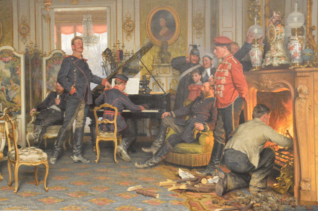 Wikioo.org - The Encyclopedia of Fine Arts - Painting, Artwork by Anton Von Werner - A Billet outside Paris (1894)