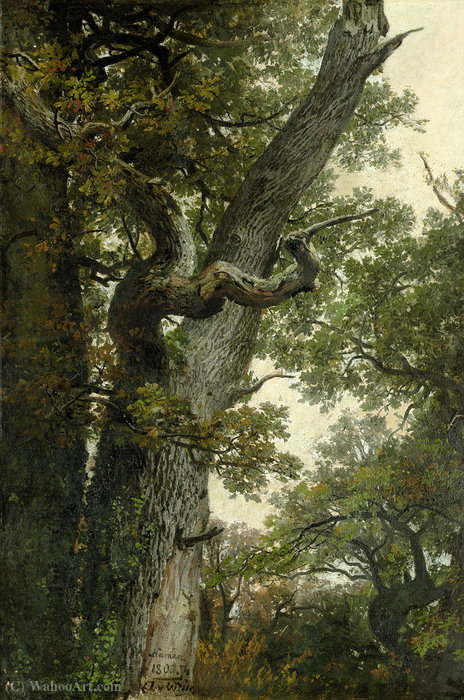Wikioo.org - The Encyclopedia of Fine Arts - Painting, Artwork by Anton Von Werner - Knorrige Eiche bei Namur