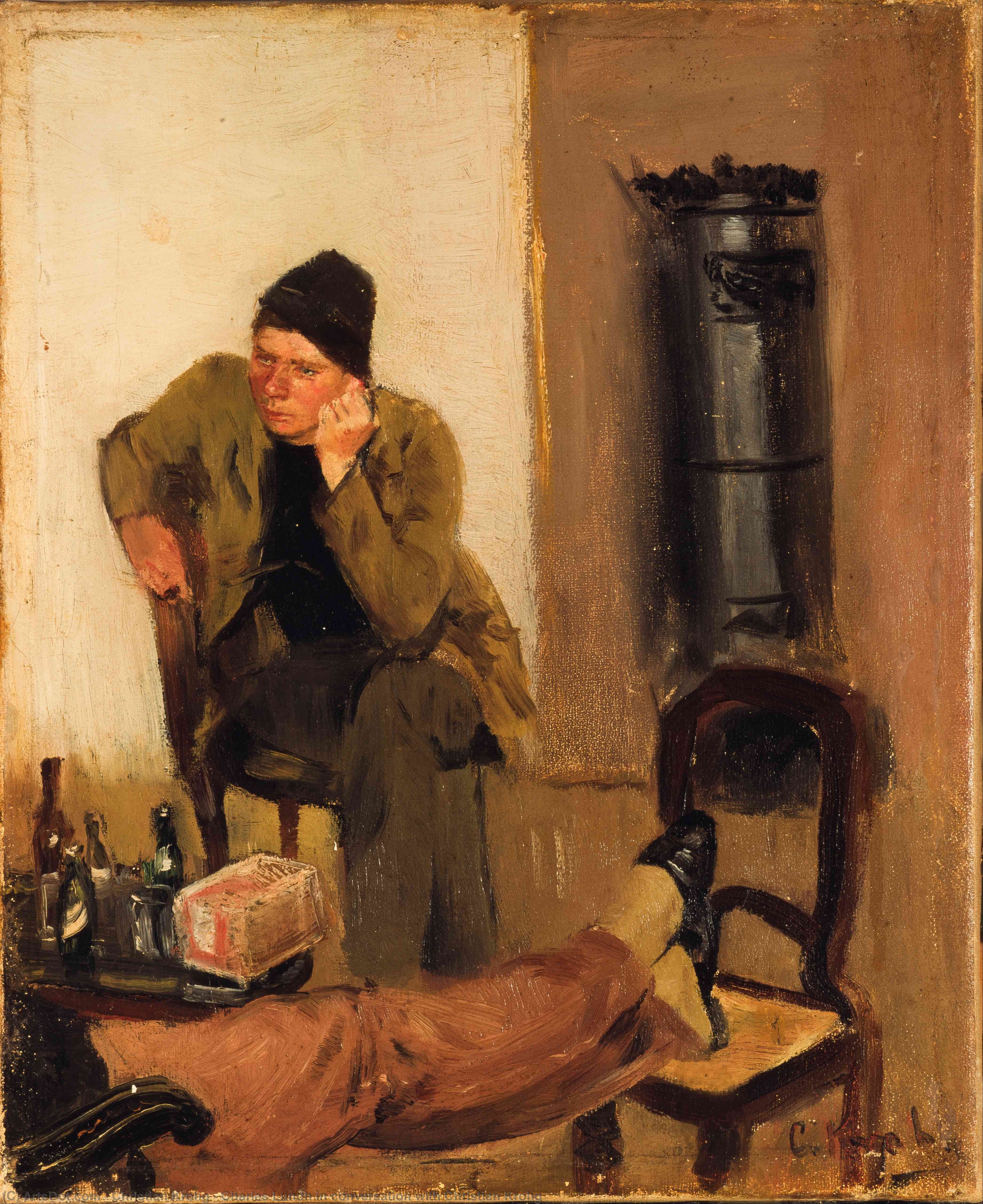 Wikioo.org - The Encyclopedia of Fine Arts - Painting, Artwork by Christian Krohg - Charles Lundh in conversation with Christian Krohg