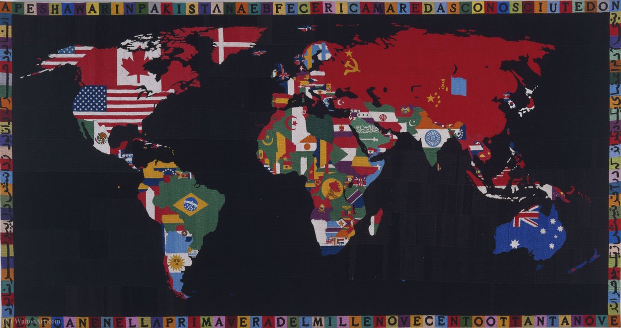 Wikioo.org – La Enciclopedia de las Bellas Artes - Pintura, Obras de arte de Alighiero Boetti - Mapa del mundo