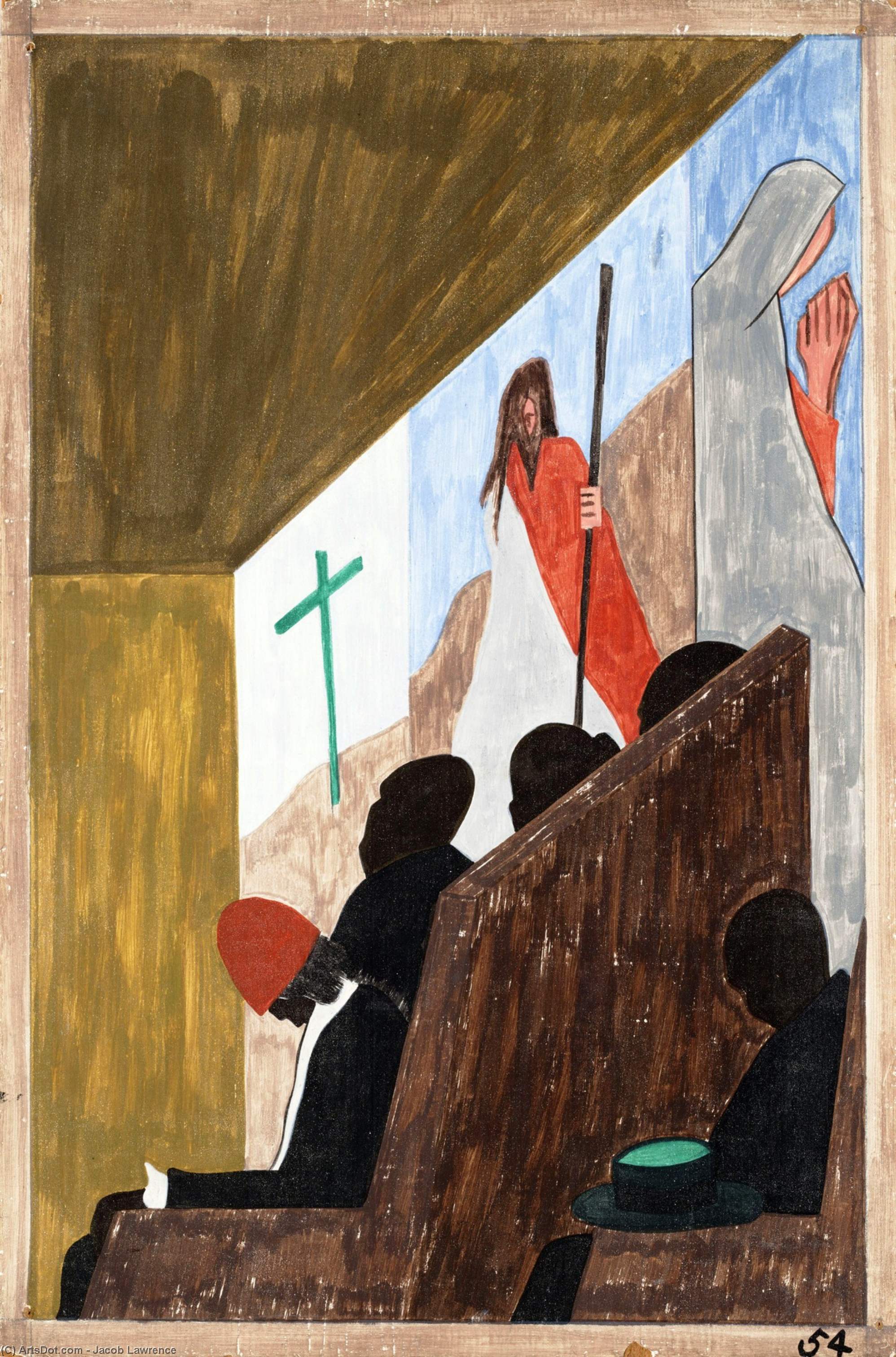 Wikioo.org - The Encyclopedia of Fine Arts - Painting, Artwork by Jacob Lawrence - One of the main forms of social and recreational activities in which the migrants indulged occurred in the church