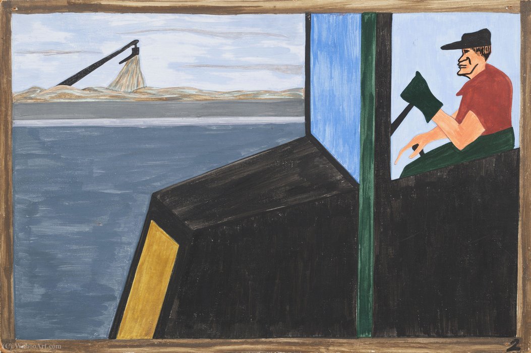 Wikioo.org - The Encyclopedia of Fine Arts - Painting, Artwork by Jacob Lawrence - The World War had caused a great shortage in Northern industry and also citizens of foreign countries were returning home