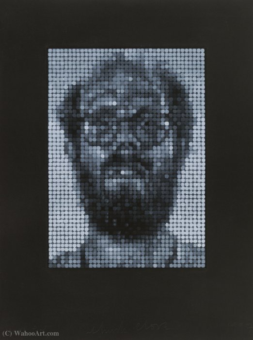 Wikioo.org - The Encyclopedia of Fine Arts - Painting, Artwork by Chuck Close - Self-Portrait Spitbite White on Black