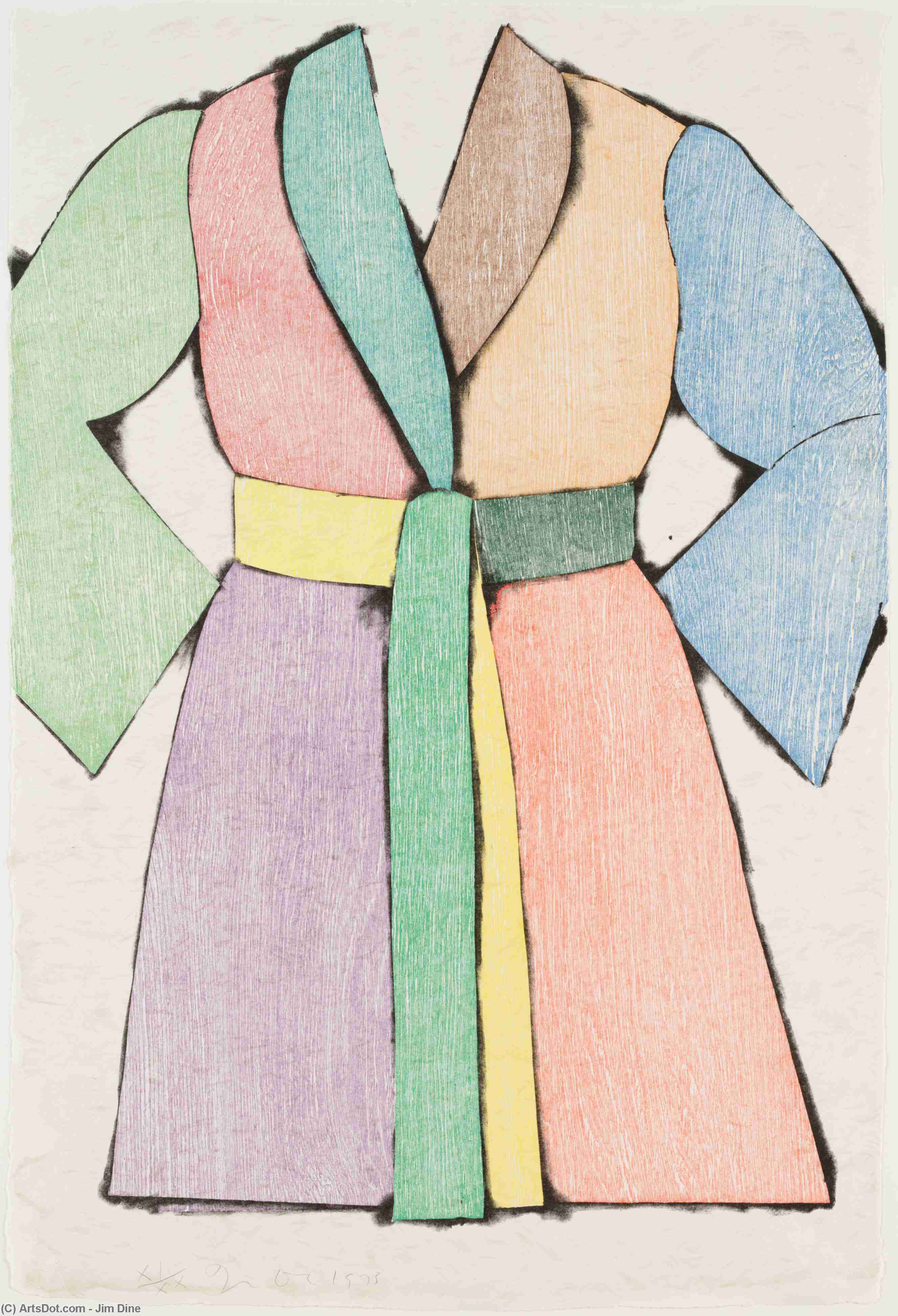 Wikioo.org - Encyklopedia Sztuk Pięknych - Malarstwo, Grafika Jim Dine - The woodcut bathrobe