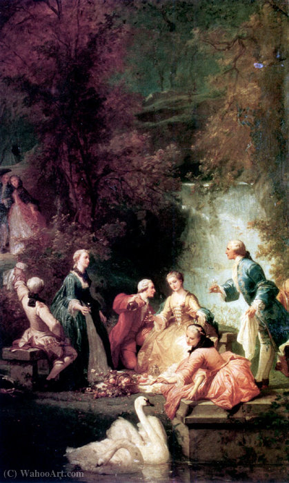 WikiOO.org - Encyclopedia of Fine Arts - Maalaus, taideteos Adolphe Jourdan - A summers picnic
