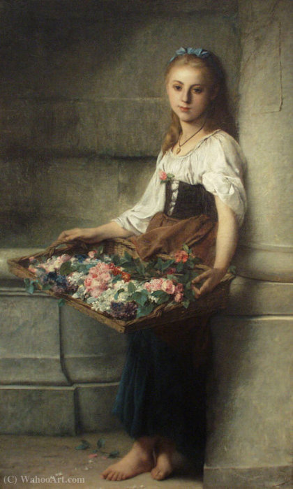Wikioo.org – L'Encyclopédie des Beaux Arts - Peinture, Oeuvre de Adolphe Jourdan - Le flowerseller