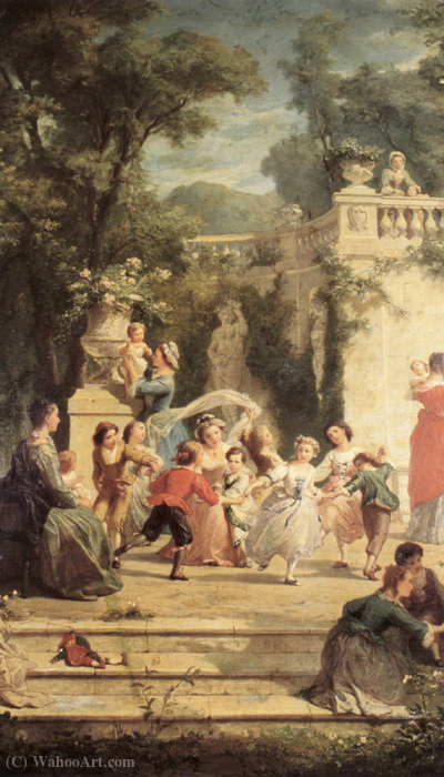 Wikioo.org - The Encyclopedia of Fine Arts - Painting, Artwork by Adolphe Jourdan - The Games of Summer