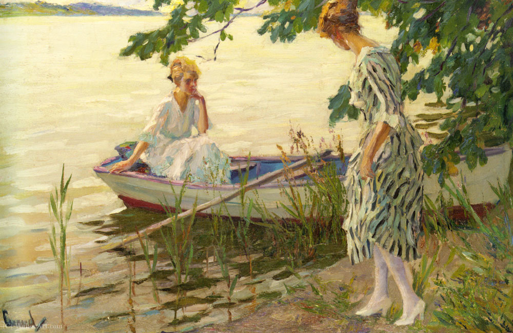 Wikioo.org - The Encyclopedia of Fine Arts - Painting, Artwork by Edward Cucuel - An Afternoon on the Lake