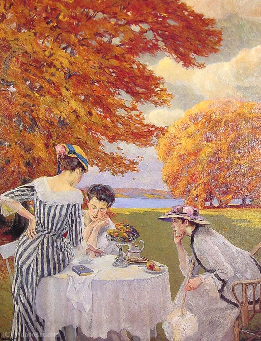 Wikioo.org - The Encyclopedia of Fine Arts - Painting, Artwork by Edward Cucuel - Tea in the Park