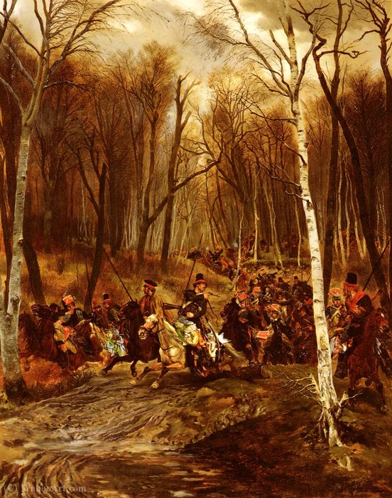 WikiOO.org - Encyclopedia of Fine Arts - Festés, Grafika Édouard Detaille (Jean-Baptiste Édouard Detaille) - Cossacks attacked by the royal guard