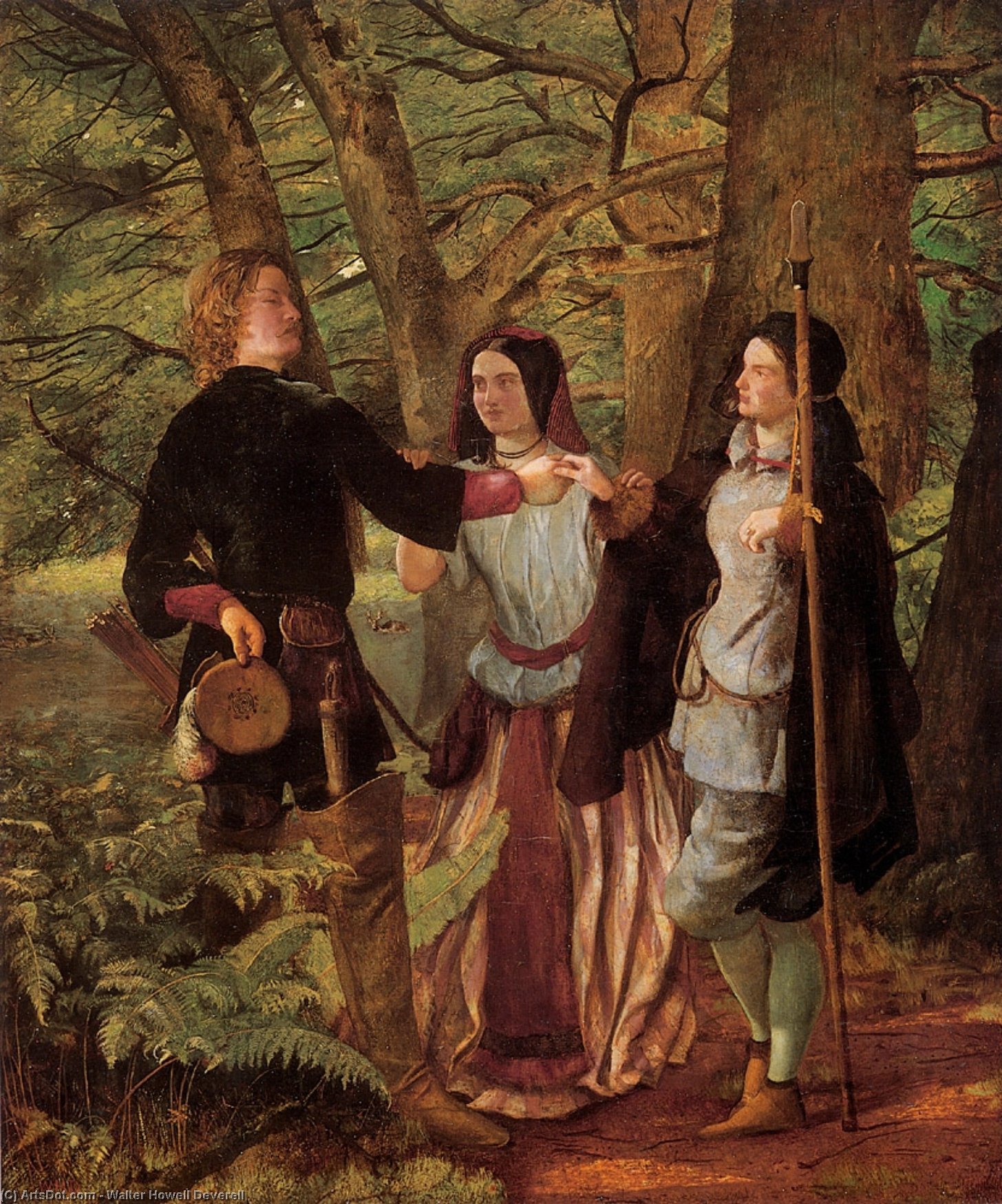 Wikioo.org - The Encyclopedia of Fine Arts - Painting, Artwork by Walter Howell Deverell - The Mock Marriage of Orlando and Rosalin