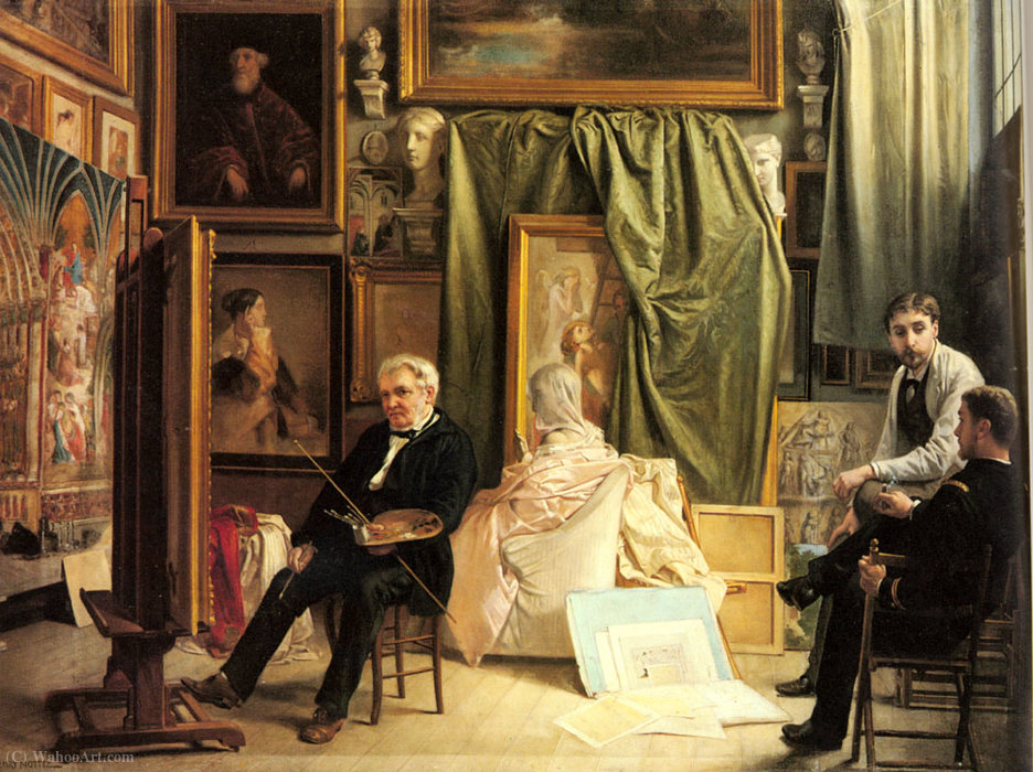 Wikioo.org - The Encyclopedia of Fine Arts - Painting, Artwork by Victor Louis Mottez - The artist's studio