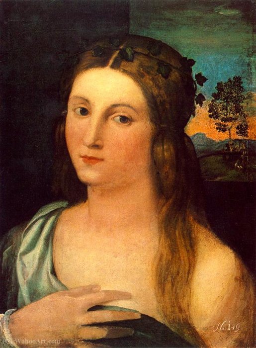Wikioo.org - The Encyclopedia of Fine Arts - Painting, Artwork by Palma Il Vecchio - Portrait of a Young Woman