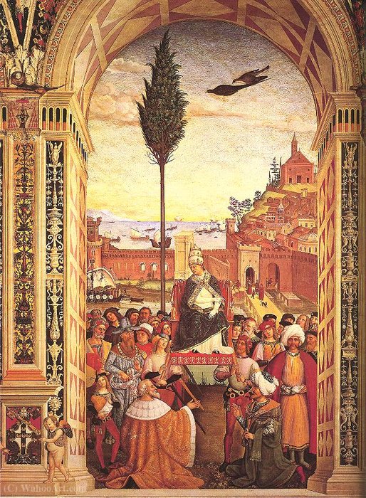 Wikioo.org - The Encyclopedia of Fine Arts - Painting, Artwork by Pinturicchio - Aeneas Piccolomini Arrives to Ancona