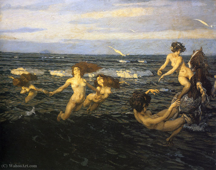 Wikioo.org - The Encyclopedia of Fine Arts - Painting, Artwork by Ettore Tito - Le ondine