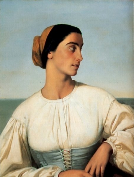 Wikioo.org - The Encyclopedia of Fine Arts - Painting, Artwork by Eugene-Emmanuel Amaury-Duval - Woman from St Jean de Luz