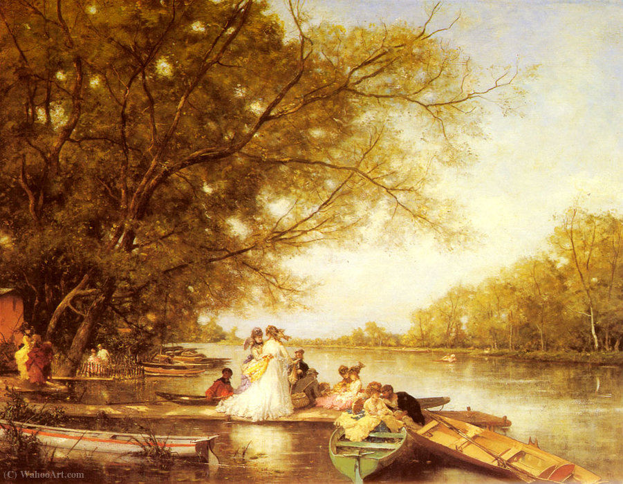 WikiOO.org - Encyclopedia of Fine Arts - Schilderen, Artwork Ferdinand Heilbuth - Boating party on the thames