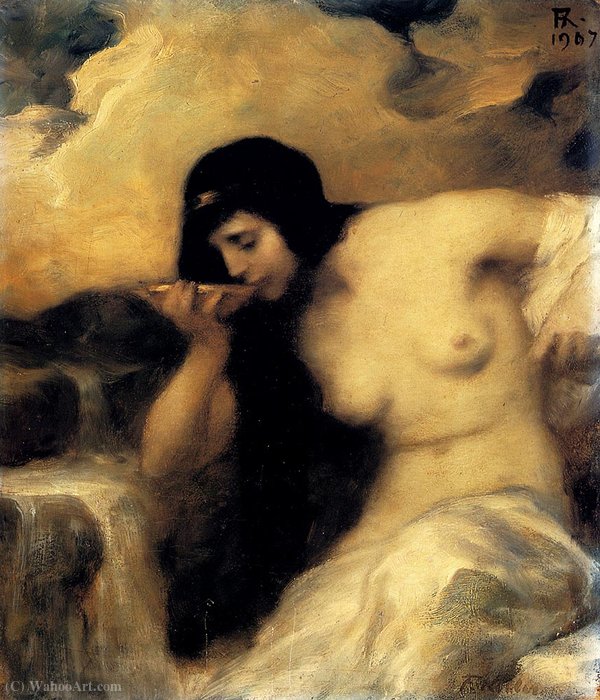 Wikioo.org - The Encyclopedia of Fine Arts - Painting, Artwork by Ferdinand Keller - A nymph drinking at a spring
