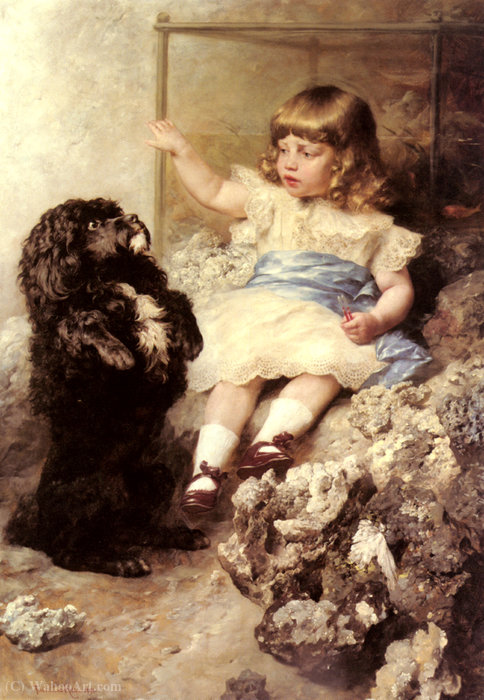 Wikioo.org - The Encyclopedia of Fine Arts - Painting, Artwork by Ferdinand Keller - Give me your paw