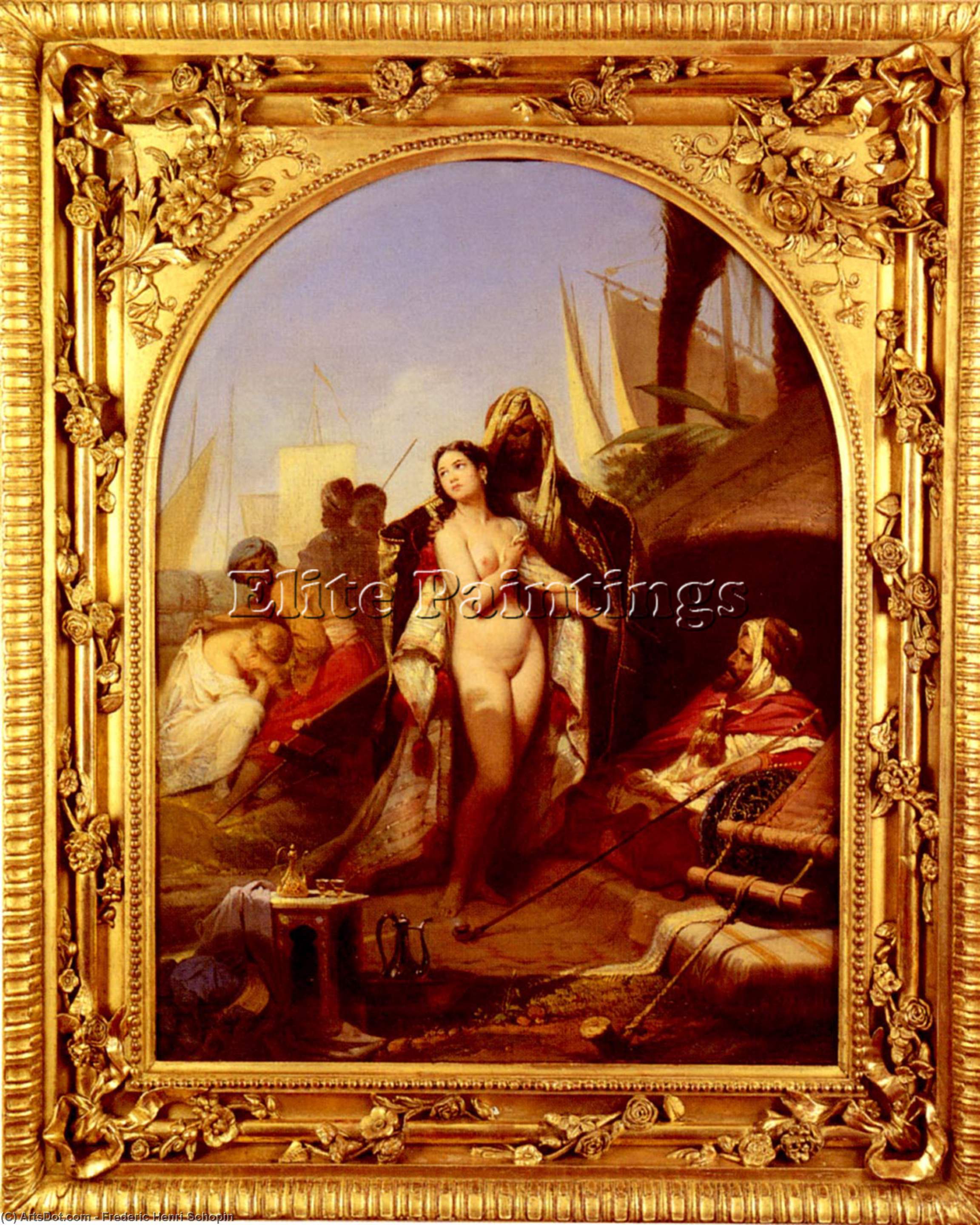 Wikioo.org – L'Encyclopédie des Beaux Arts - Peinture, Oeuvre de Frederic Henri Schopin - Le Slave Market