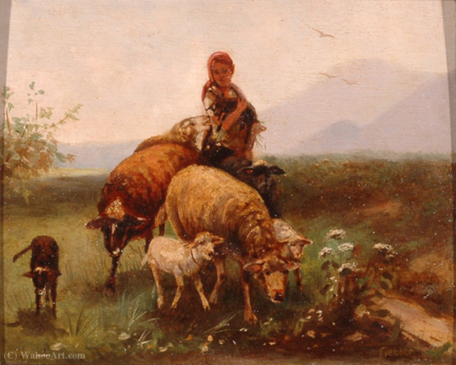 Wikioo.org - The Encyclopedia of Fine Arts - Painting, Artwork by Friedrich Otto Gebler - Shepherdess