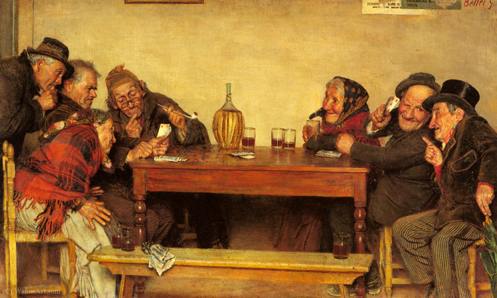 WikiOO.org - Encyclopedia of Fine Arts - Maalaus, taideteos Gaetano Bellei - The card game