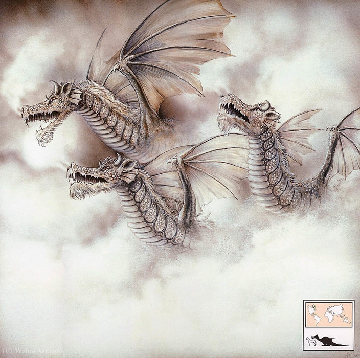 Wikioo.org - The Encyclopedia of Fine Arts - Painting, Artwork by Graeme Base - Great Snow Dragon