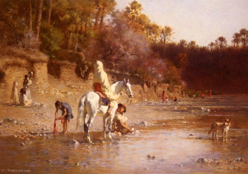 Wikioo.org - The Encyclopedia of Fine Arts - Painting, Artwork by Gustave Guillaumet - Achille La Riviere A El-Kantara