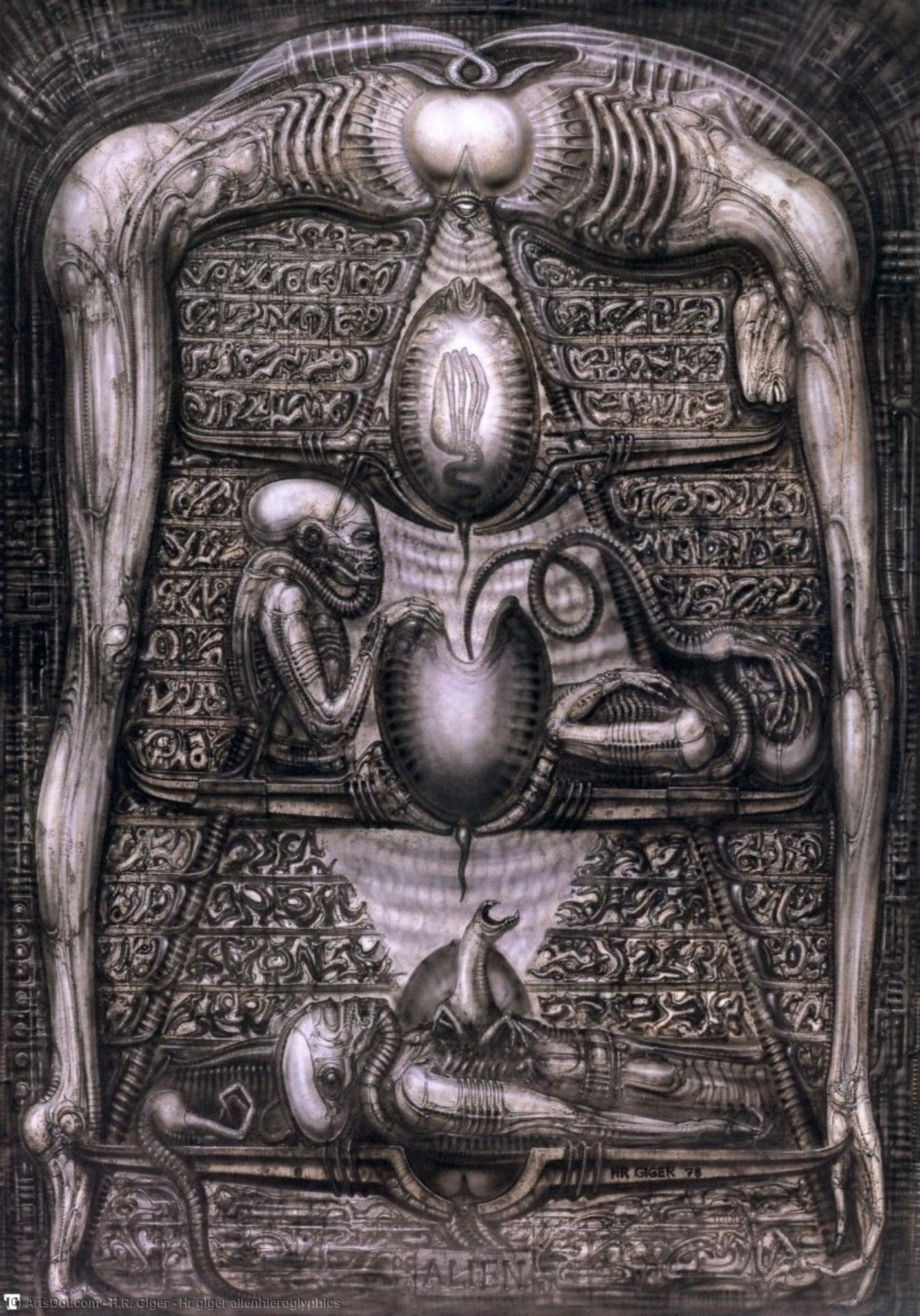 Wikioo.org - The Encyclopedia of Fine Arts - Painting, Artwork by H.R. Giger - Hr giger alienhieroglyphics