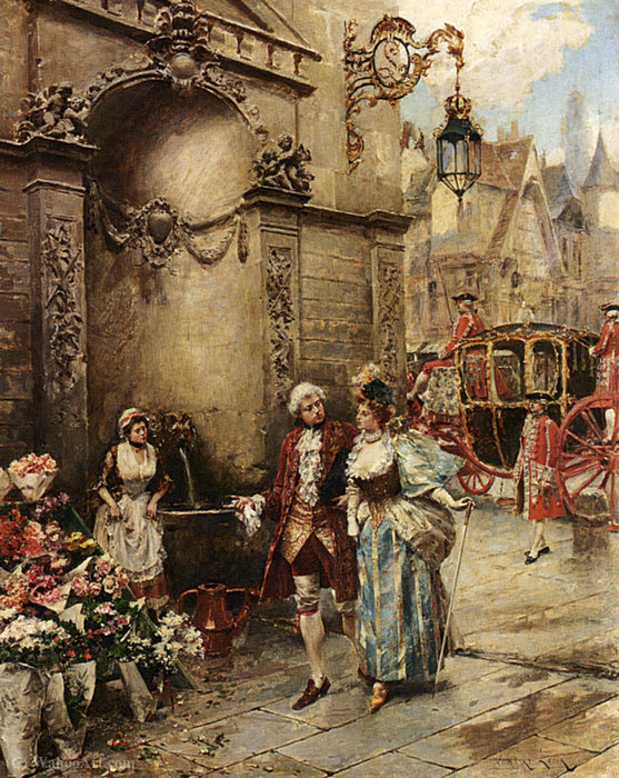 Wikioo.org – La Enciclopedia de las Bellas Artes - Pintura, Obras de arte de Henri Victor Lesur - Una visita a la florería