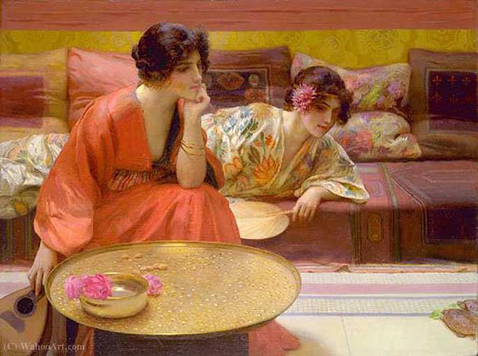 Wikioo.org - The Encyclopedia of Fine Arts - Painting, Artwork by Henry Siddons Mowbray - Idle hours