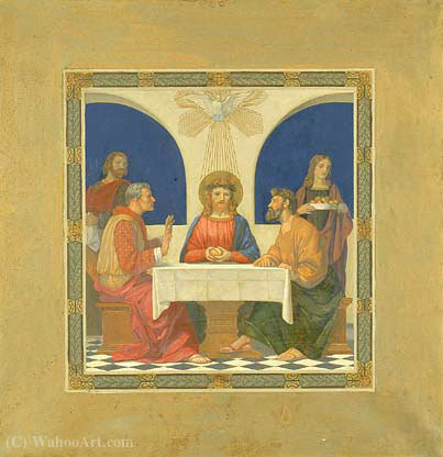 WikiOO.org - Encyclopedia of Fine Arts - Maľba, Artwork Henry Siddons Mowbray - Supper at Emmaus