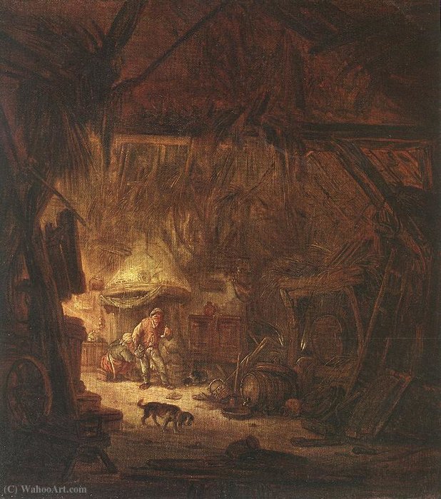 Wikioo.org - The Encyclopedia of Fine Arts - Painting, Artwork by Isack Van Ostade - Isaack van Interior Of A Peasant House