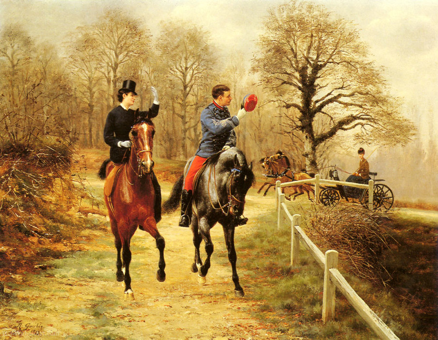 Wikioo.org - The Encyclopedia of Fine Arts - Painting, Artwork by Jean Richard Goubie - An afternoon ride