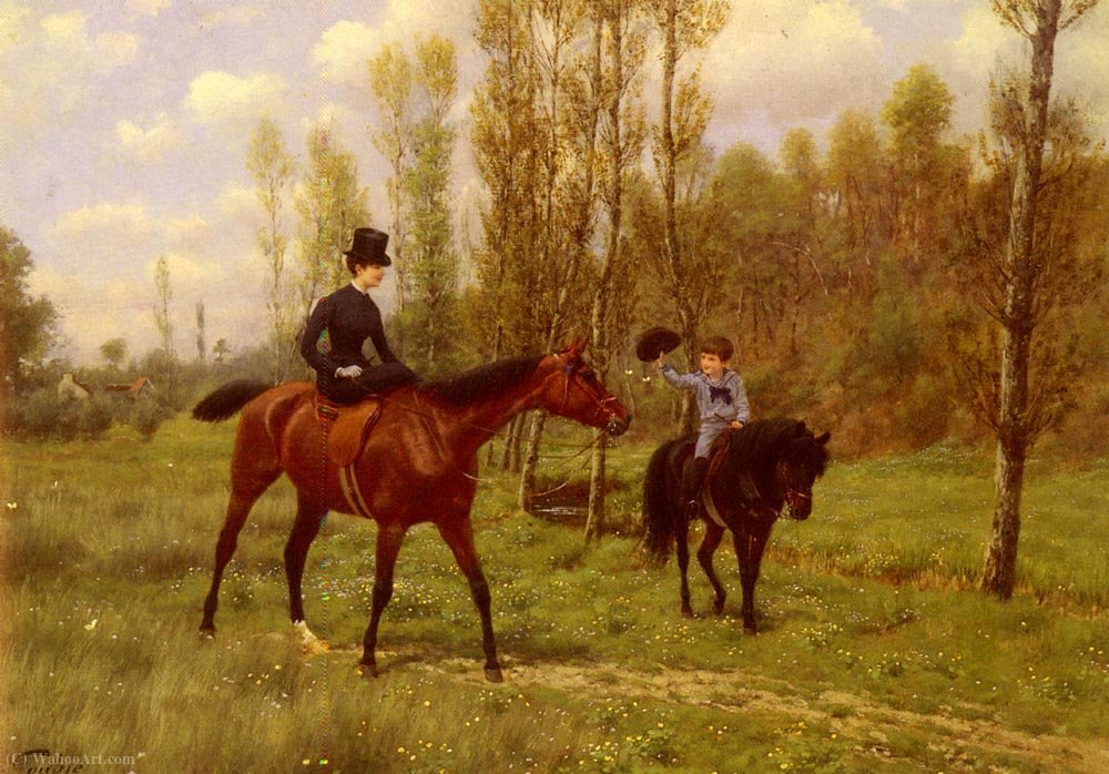 Wikioo.org - The Encyclopedia of Fine Arts - Painting, Artwork by Jean Richard Goubie - The morning ride