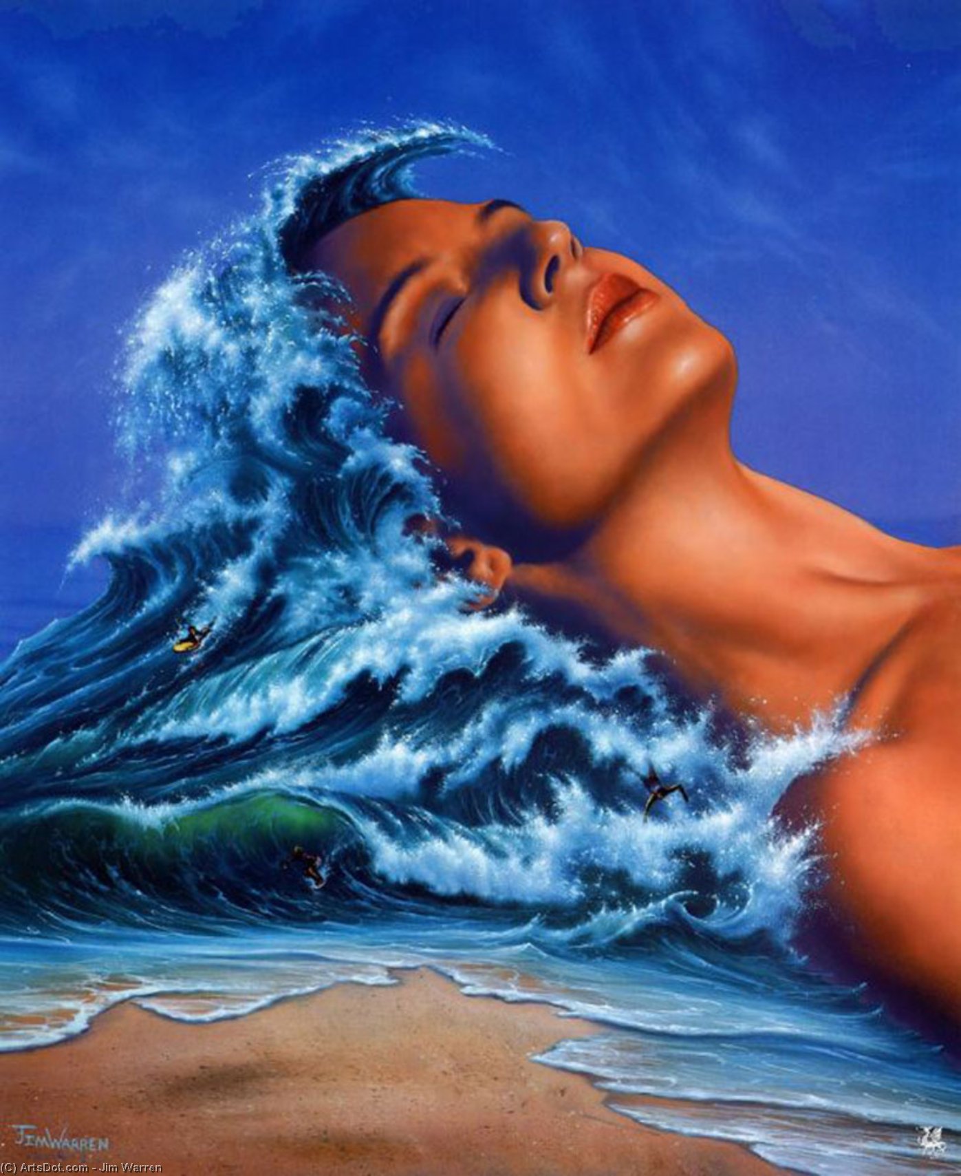 Wikioo.org - The Encyclopedia of Fine Arts - Painting, Artwork by Jim Warren - Girl with wavy hair