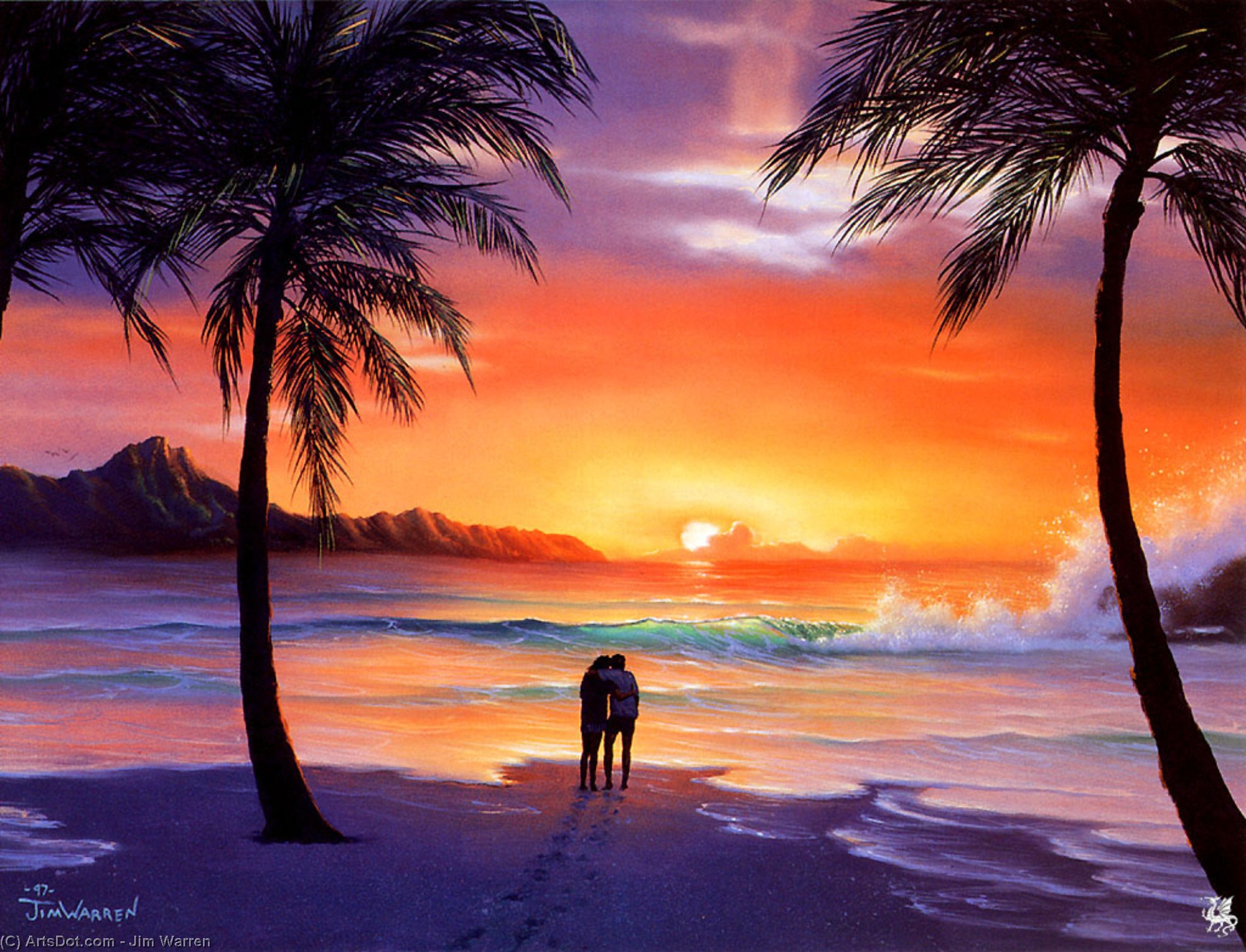 WikiOO.org - 백과 사전 - 회화, 삽화 Jim Warren - Romantic sunset