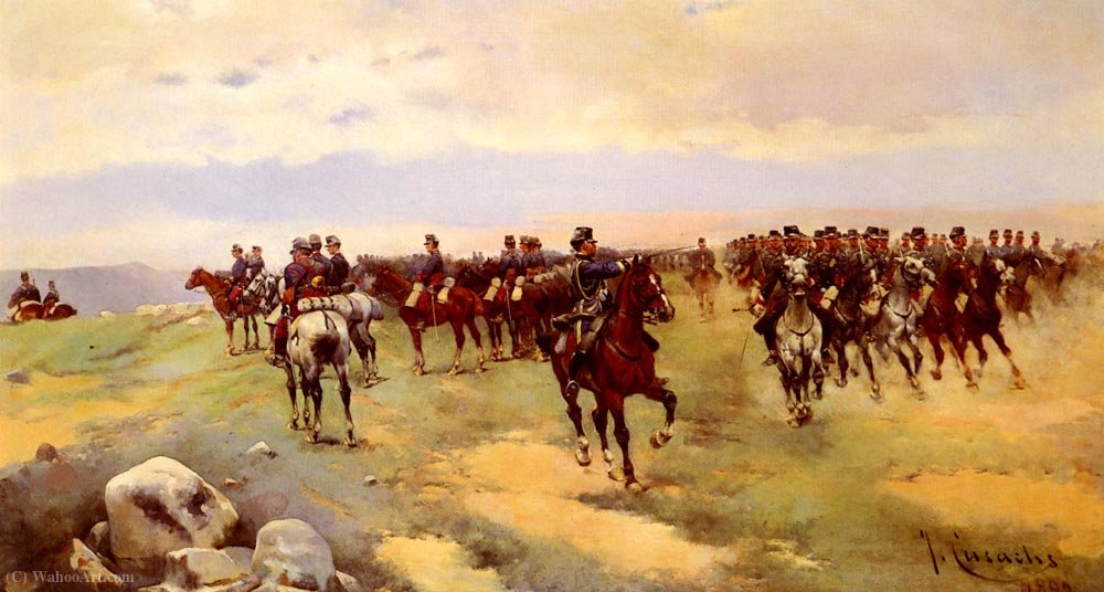 WikiOO.org - Enciklopedija likovnih umjetnosti - Slikarstvo, umjetnička djela José Cusachs Y Cusachs - Soldier on horseback