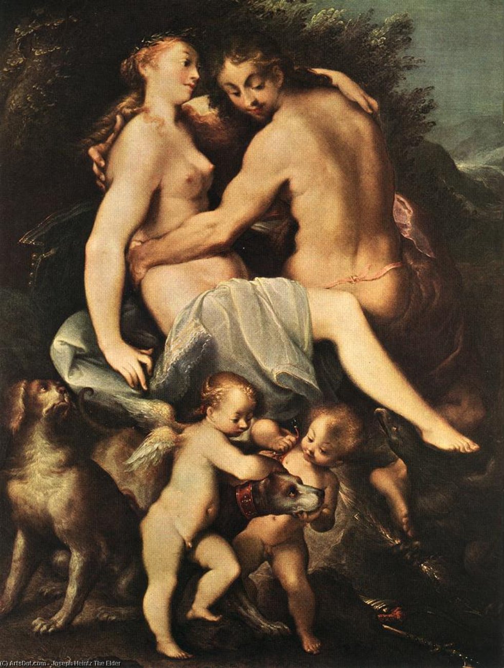 Wikioo.org – L'Encyclopédie des Beaux Arts - Peinture, Oeuvre de Joseph Heintz The Elder - Adonis séparation de vénus