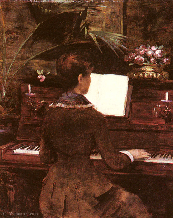 Wikioo.org - The Encyclopedia of Fine Arts - Painting, Artwork by Louise Abbema - At the piano