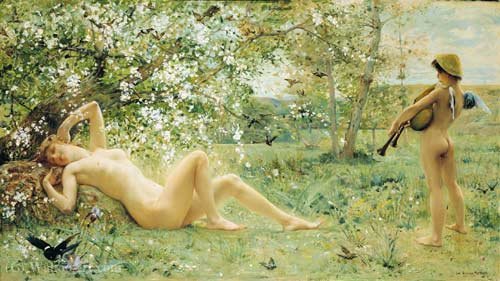 WikiOO.org - Encyclopedia of Fine Arts - Maalaus, taideteos Luc Olivier Merson - Awakening spring