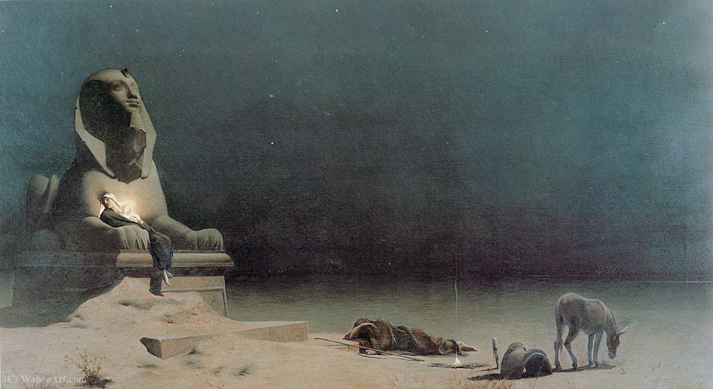 Wikioo.org – La Enciclopedia de las Bellas Artes - Pintura, Obras de arte de Luc Olivier Merson - Descanso en la huida a Egipto