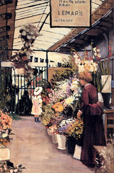 Wikioo.org – La Enciclopedia de las Bellas Artes - Pintura, Obras de arte de Marguerite Rousseau - El mercado de las flores
