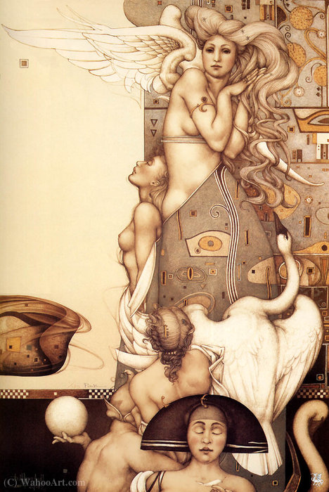 WikiOO.org - Güzel Sanatlar Ansiklopedisi - Resim, Resimler Michael Parkes - Angel that stops time