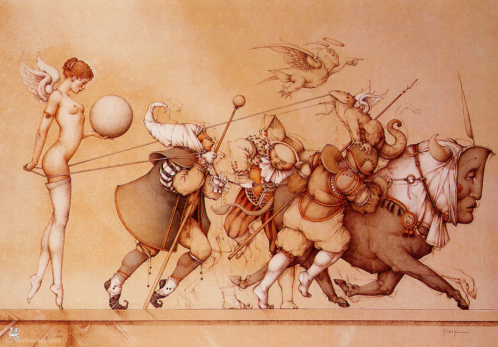 Wikioo.org - The Encyclopedia of Fine Arts - Painting, Artwork by Michael Parkes - Returning the sphere