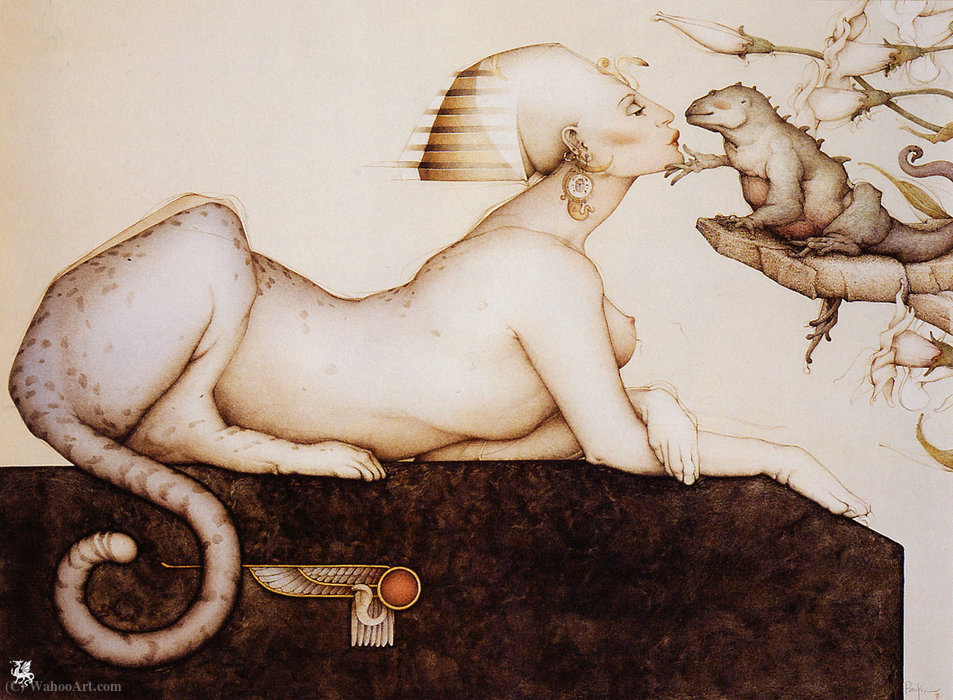 WikiOO.org – 美術百科全書 - 繪畫，作品 Michael Parkes - 人头狮身